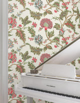 Monroe Rhubarb by Ronald Redding Jacobean Floral Wallpaper – York Designer Series MX9625W