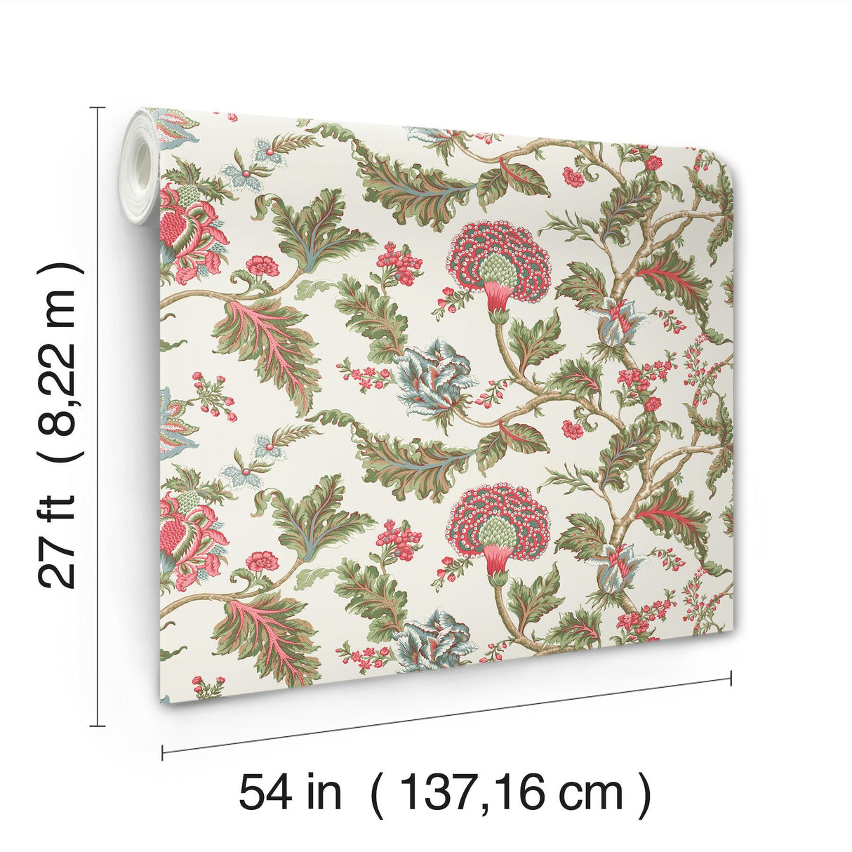 Monroe Rhubarb by Ronald Redding Jacobean Floral Wallpaper – York Designer Series MX9625W
