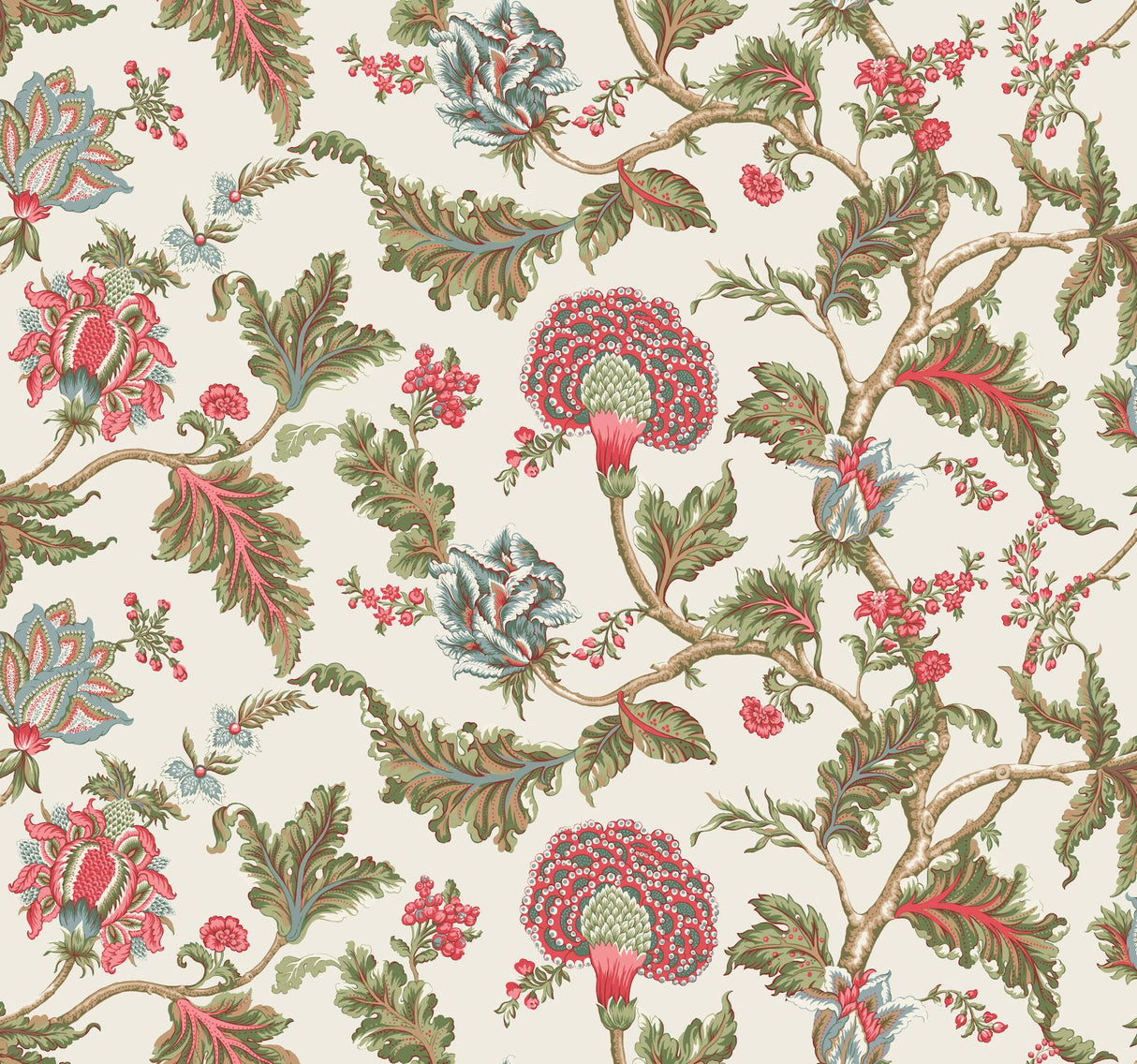 Ronald Redding Monroe Rhubarb Jacobean floral wallpaper, 54 in x 27 ft roll