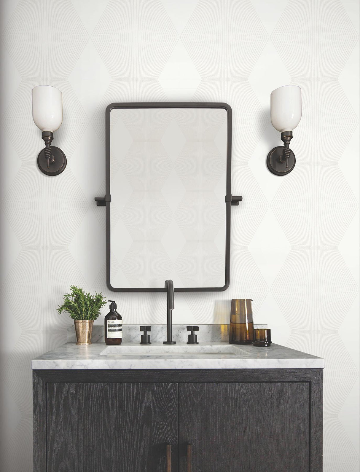 Diamond Legacy White by Ronald Redding Geometric Wallpaper- York Designer Series MX9634