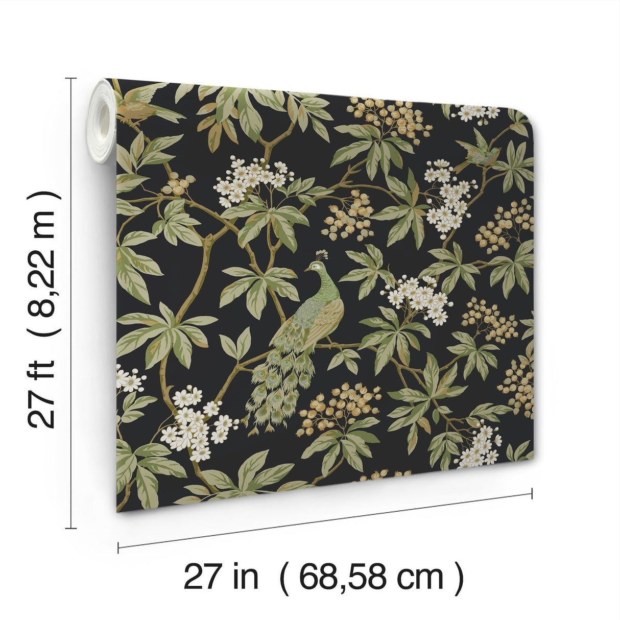 Peacock Estate Black by Ronald Redding Animals & Insects Wallpaper – York Designer Series MX9662
