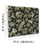 Peacock Estate Black by Ronald Redding Animals & Insects Wallpaper – York Designer Series MX9662