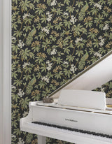 Peacock Estate Black by Ronald Redding Animals & Insects Wallpaper – York Designer Series MX9662