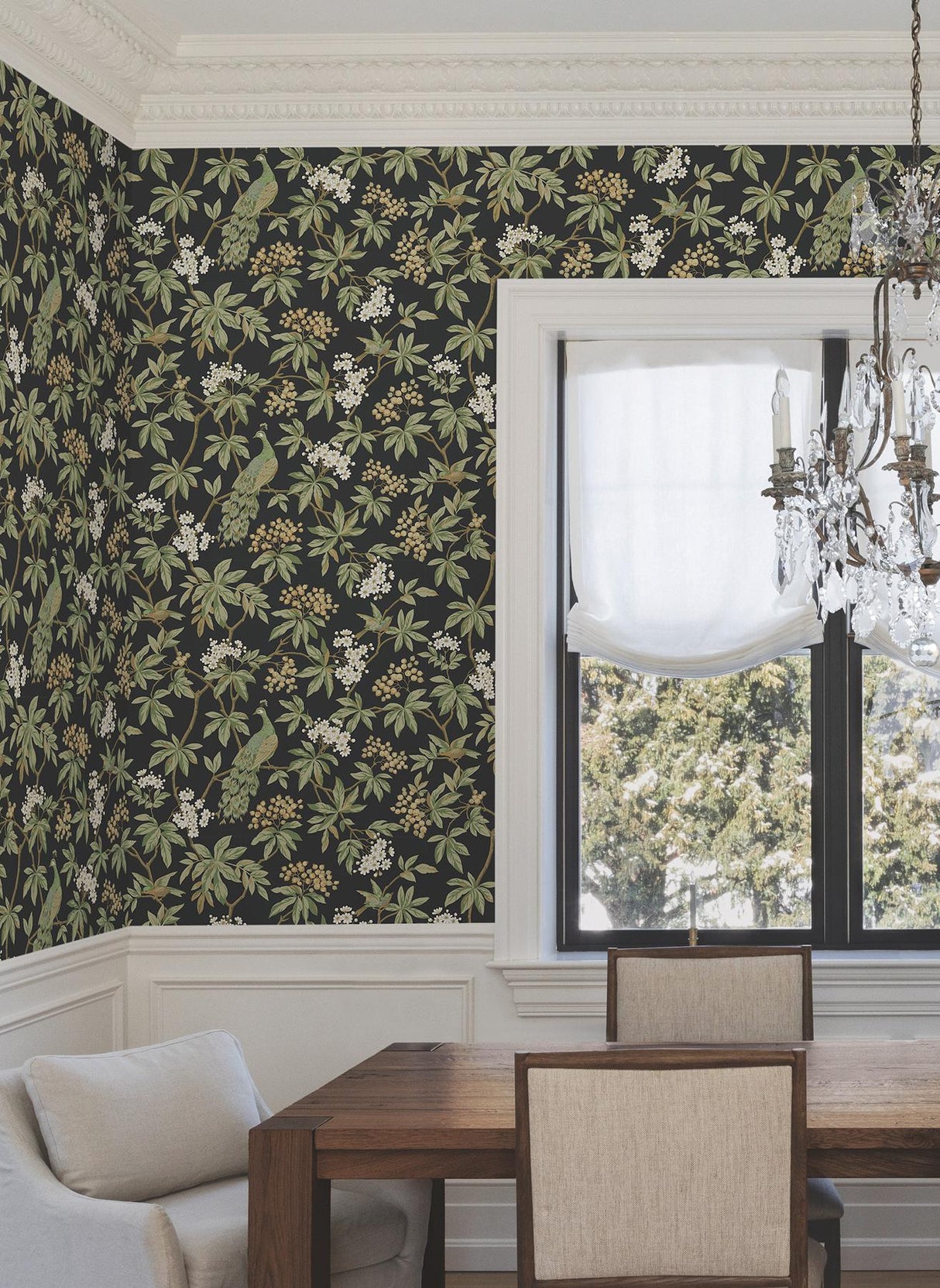 Peacock Estate Black by Ronald Redding Animals & Insects Wallpaper – York Designer Series MX9662