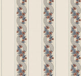 Abbey's Garland Coral traditional floral stripe wallpaper roll, 27 in x 27 ft – MX9696
