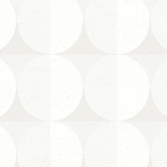Sahara Moon Pearl geometric wallpaper by Boråstapeter for Schumacher, featuring a subtle moon-in-square mod pattern in soft white and pearl tones.