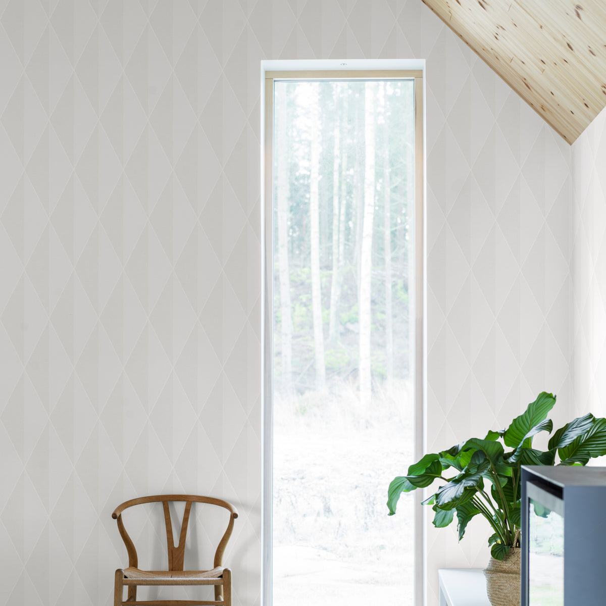 Zack L Bone by Boråstapeter Minimal Art Deco Diamond Wallpaper – Schumacher 7161