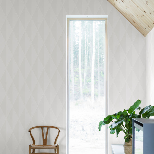 Zack L Bone by Boråstapeter Minimal Art Deco Diamond Wallpaper – Schumacher 7161