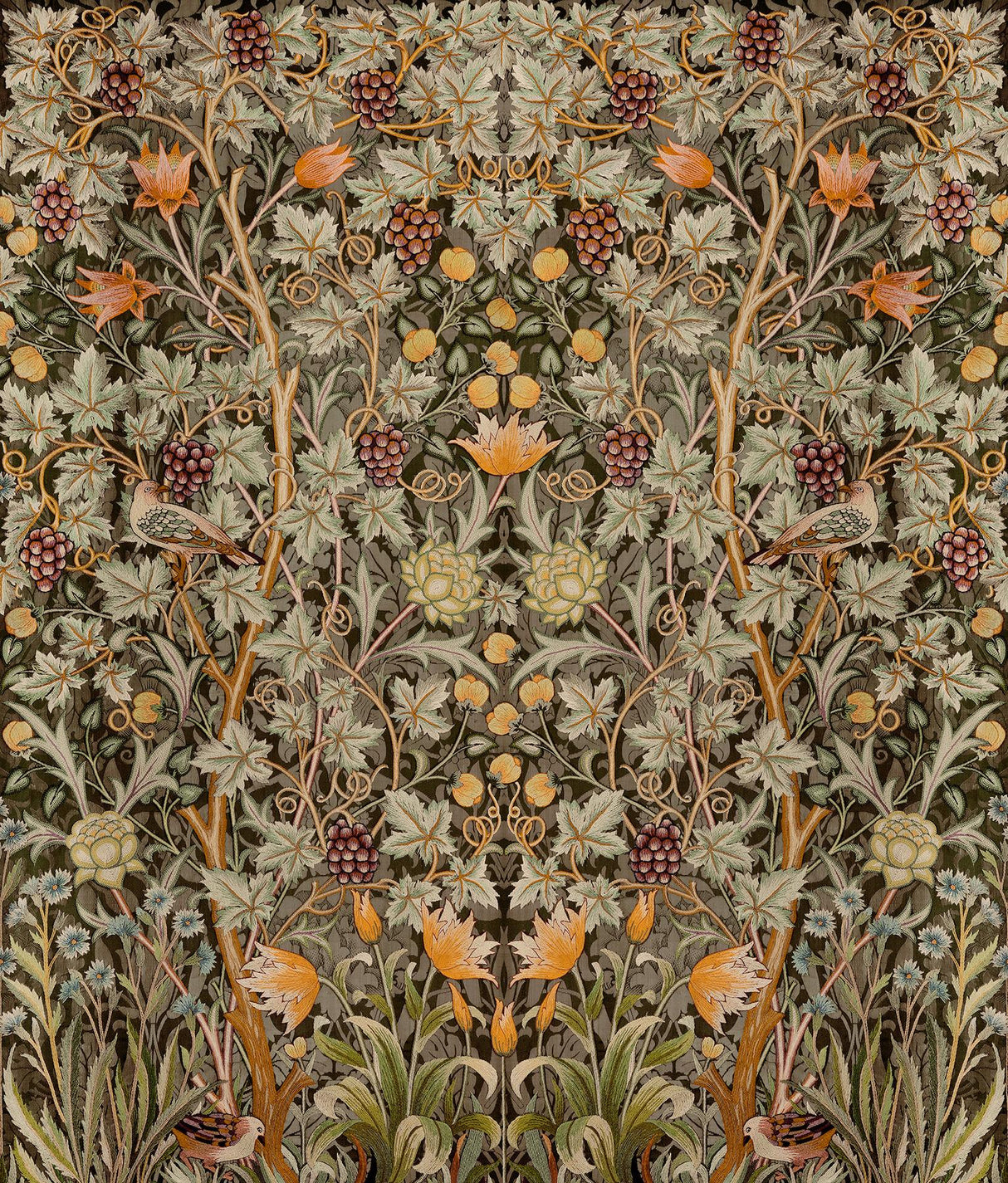 Vine Embroidery Green Wall Mural by A-Street Prints