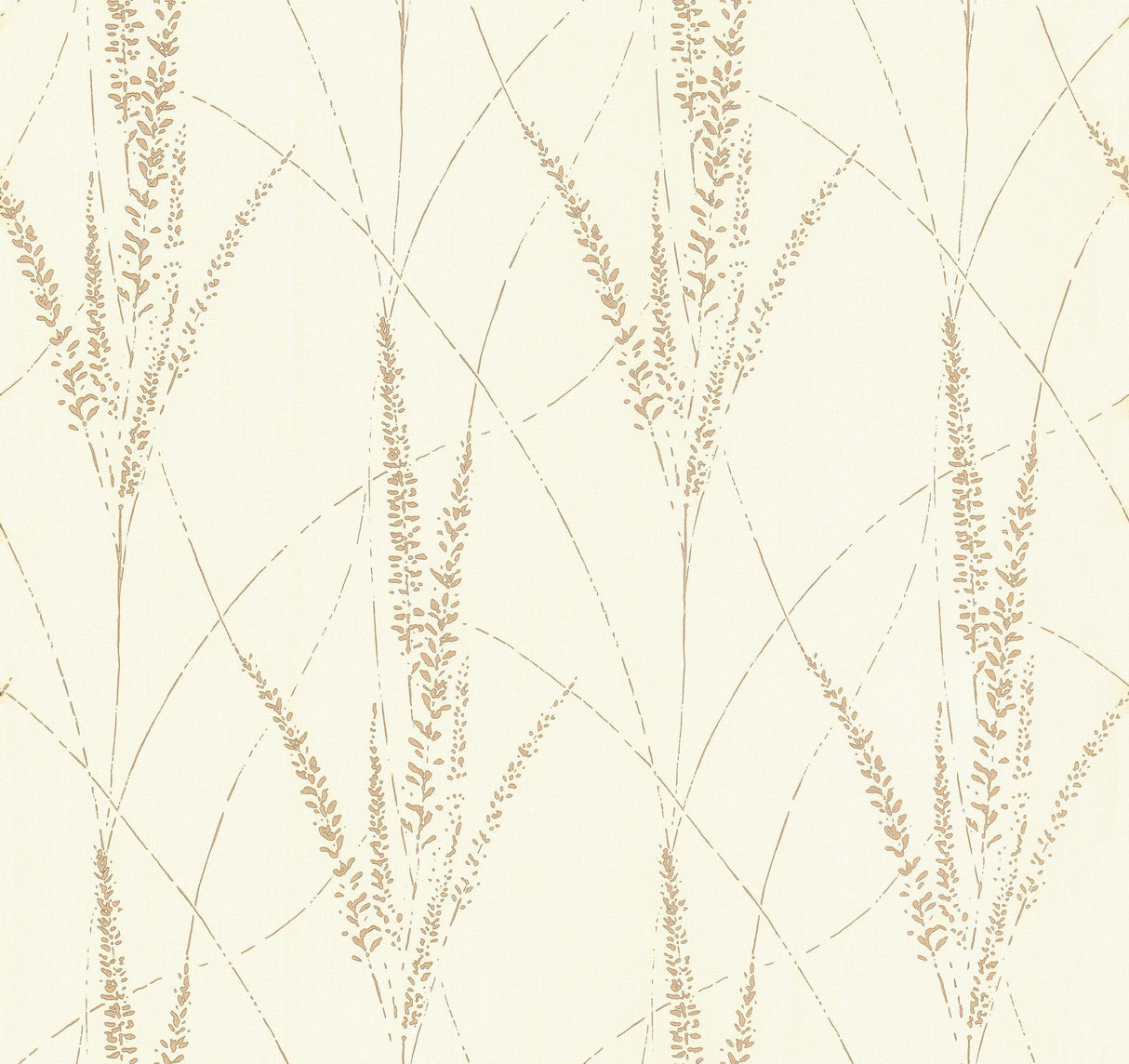 York Graceful Willow Cotton wallpaper with metallic grass motif on ivory