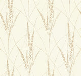 York Graceful Willow Cotton wallpaper with metallic grass motif on ivory