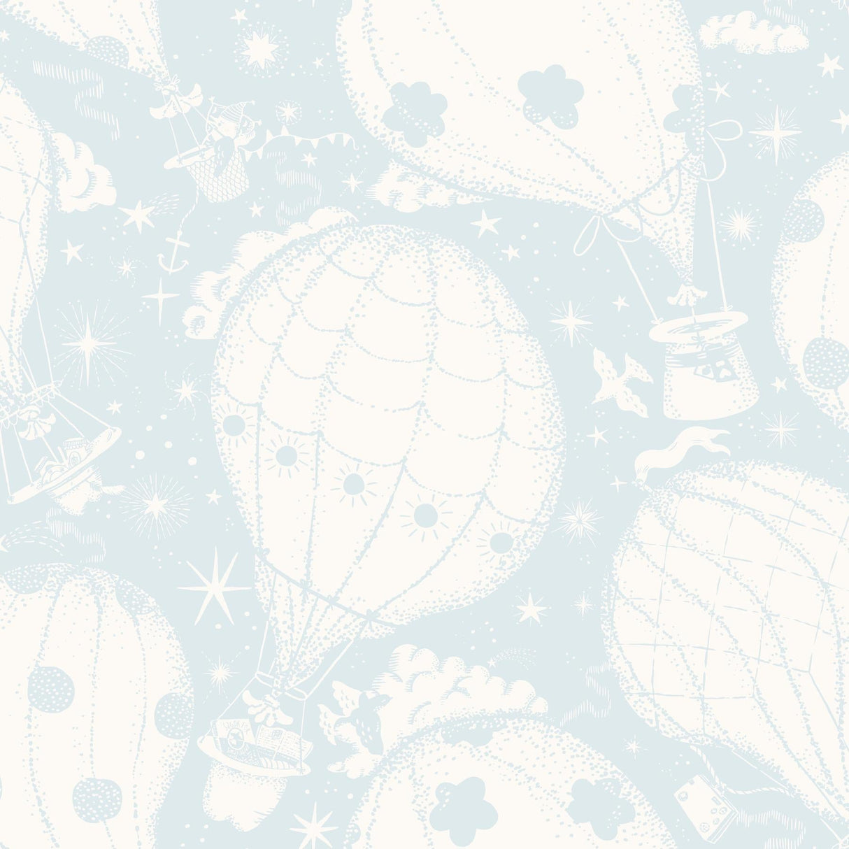 Ballongerna Light Blue hot air balloon wallpaper – York Wallcoverings MB29005