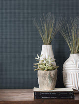 Loomed Indigo by Magnolia Home Faux Grasscloth Wallpaper – York Wallcoverings MJ4882N