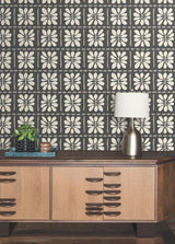 Mimosa Fleur Carbon Black by York Wallcoverings Floral Wallpaper – York Wallcoverings ZM2810