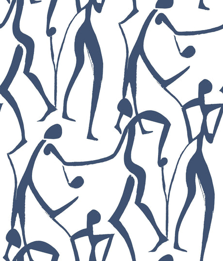 Joyful Dancers Ultramarine abstract figure wallpaper by York Wallcoverings
