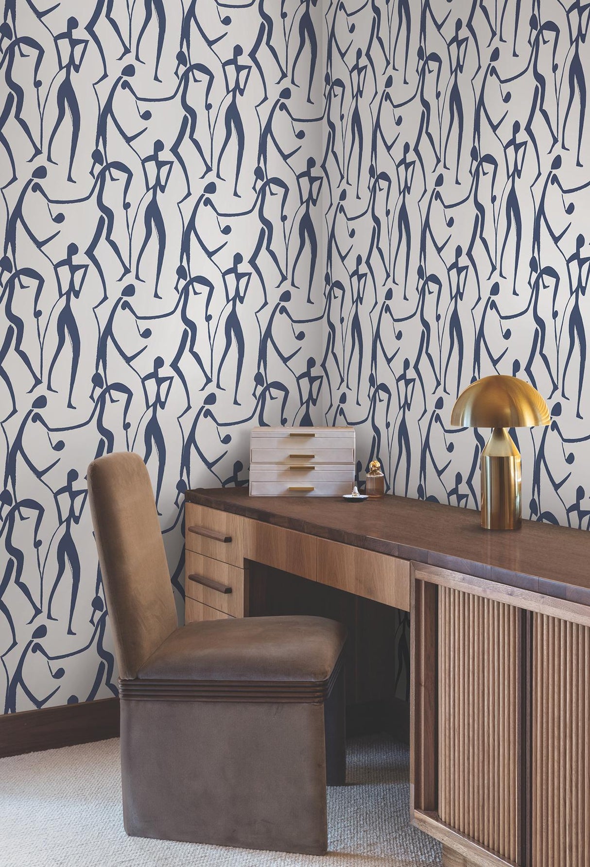 Joyful Dancers Ultramarine by York Wallcoverings Modern Wallpaper – York Wallcoverings ZM2832