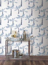 Painted Oasis Ultramarine by York Wallcoverings Tropical Wallpaper – York Wallcoverings ZM2837