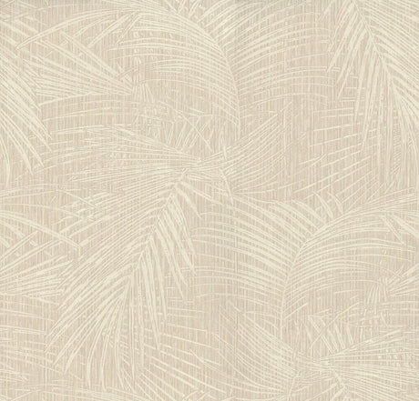 Della Palm Shell Wallpaper with soft beige etched palm fronds