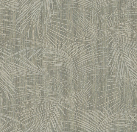 Della Palm Dark Taupe palm leaf wallpaper pattern by York Wallcoverings