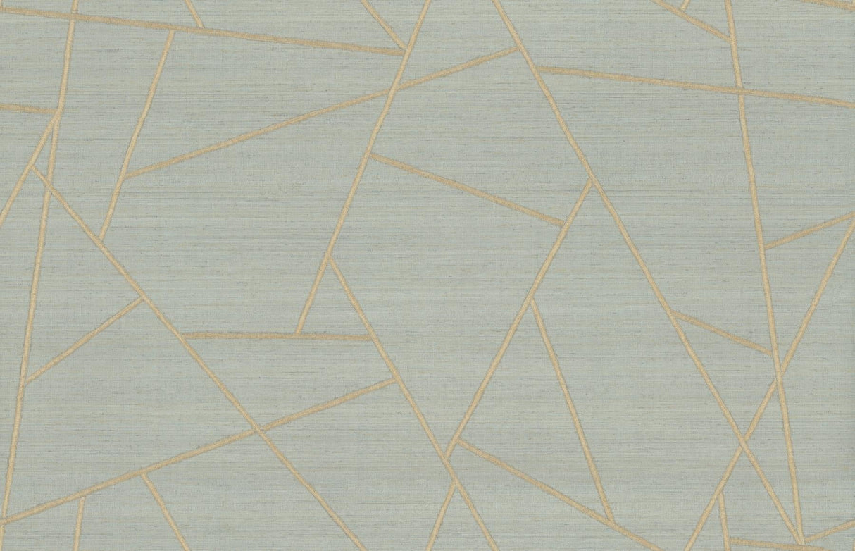 Lisle Lake Wallpaper by York Wallcoverings, geometric metallic lines on lake blue ground