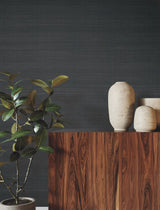 Sleek Abaca Peppercorn by Ronald Redding Grasscloth Wallpaper – York Designer Series GRL88464