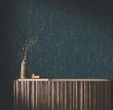 Caldera Cork Navy / Gold by Ronald Redding Natural Cork Wallpaper – York Designer Series YGL7008