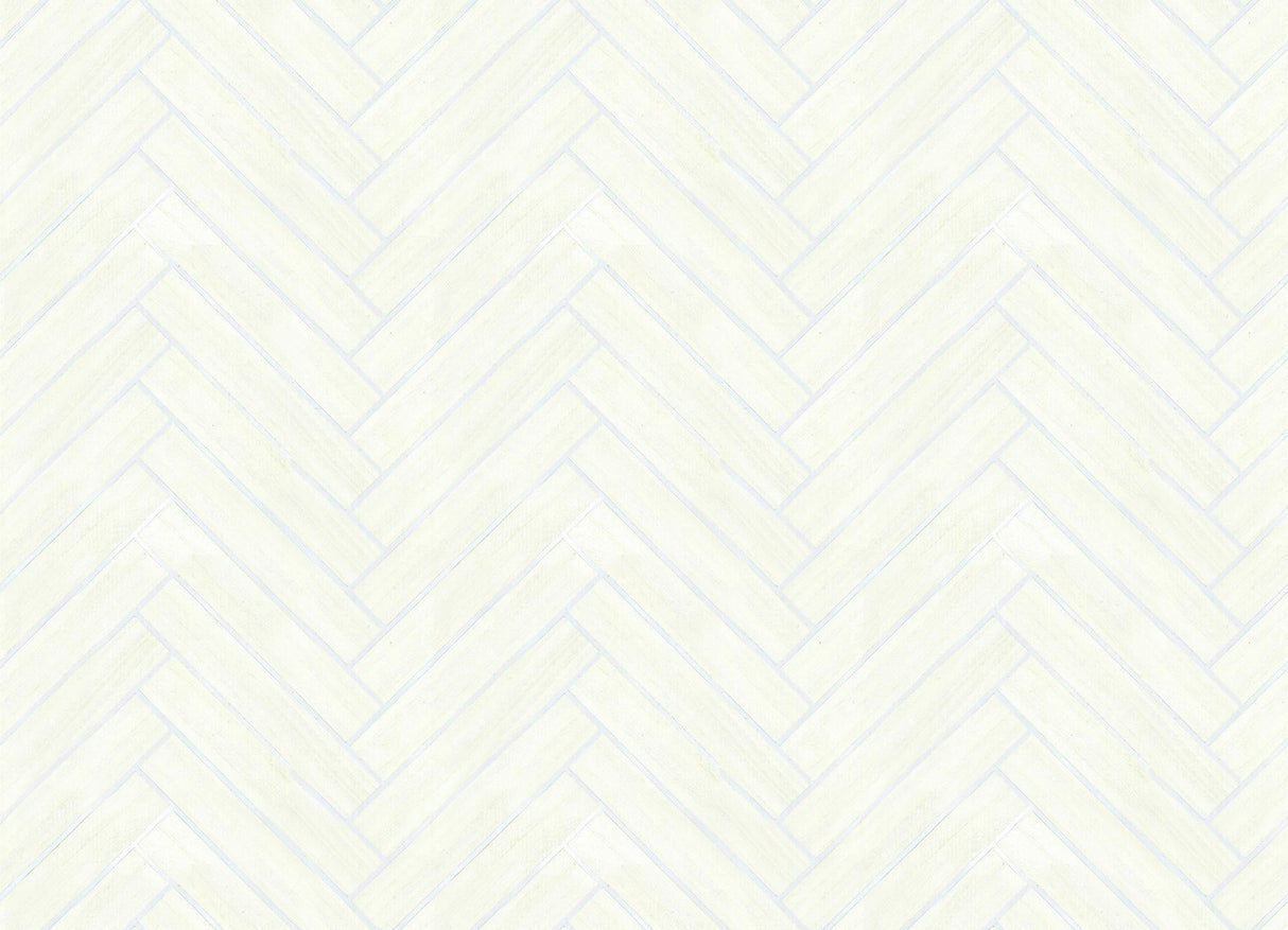Herringbone Wood Veneer Apple Blossom wallpaper swatch showing light herringbone wood pattern