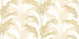 Advantage Rattan Gold Palm Wallpaper roll showing metallic gold palm fronds on ivory ground