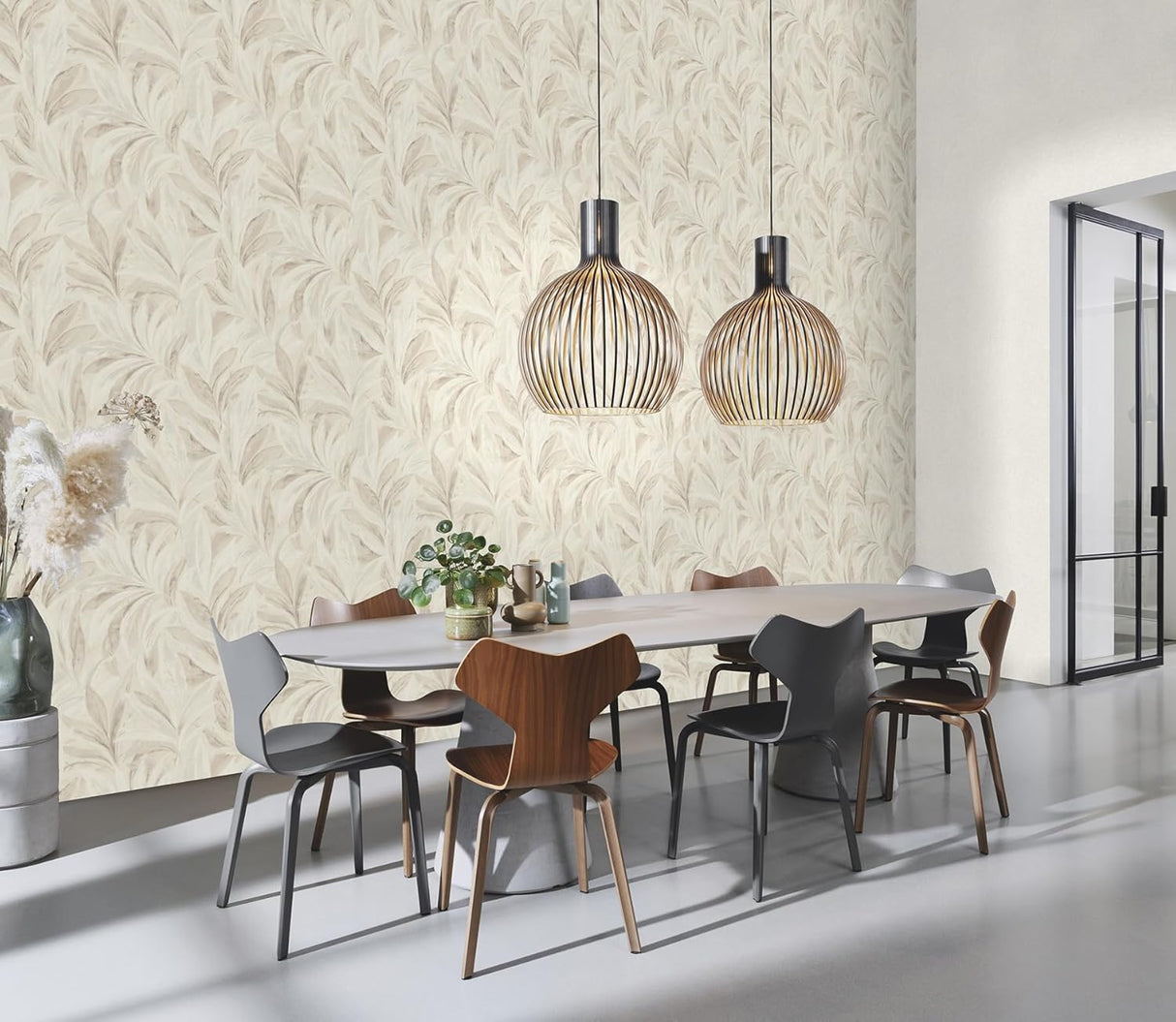 Rennie Ivory by Rasch Leaves Wallpaper – Brewster Home Fashions RH547467