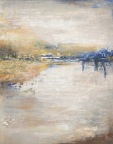 Crystal Lake abstract multicolor wall mural by Antonina Vella showing a silver lake with blue and gold accents