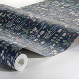 Strawberry Field Navy by Boråstapeter Whimsical Scandinavian Floral Wallpaper – Schumacher 7215