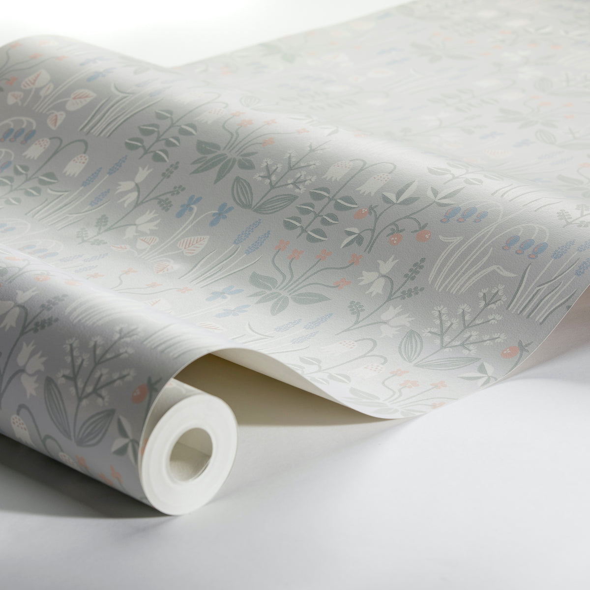 Strawberry Field Dove by Boråstapeter Whimsical Scandinavian Floral Wallpaper – Schumacher 7216