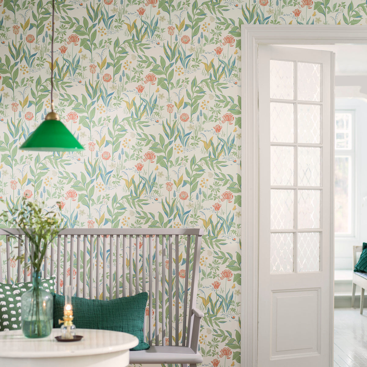Spring Garden Ivory Multi by Boråstapeter Lively Floral Botanical Wallpaper – Schumacher 7218