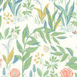 Spring Garden wallpaper in Ivory Multi by Boråstapeter for Schumacher, featuring a lively floral botanical pattern with tulips, peonies, and roses.