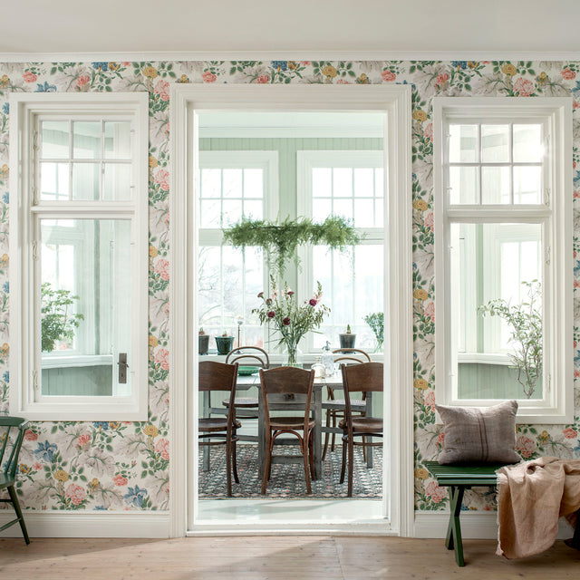 Carnation Garden Mural Multi by Boråstapeter Floral Wall Mural Wallpaper – Schumacher 7236