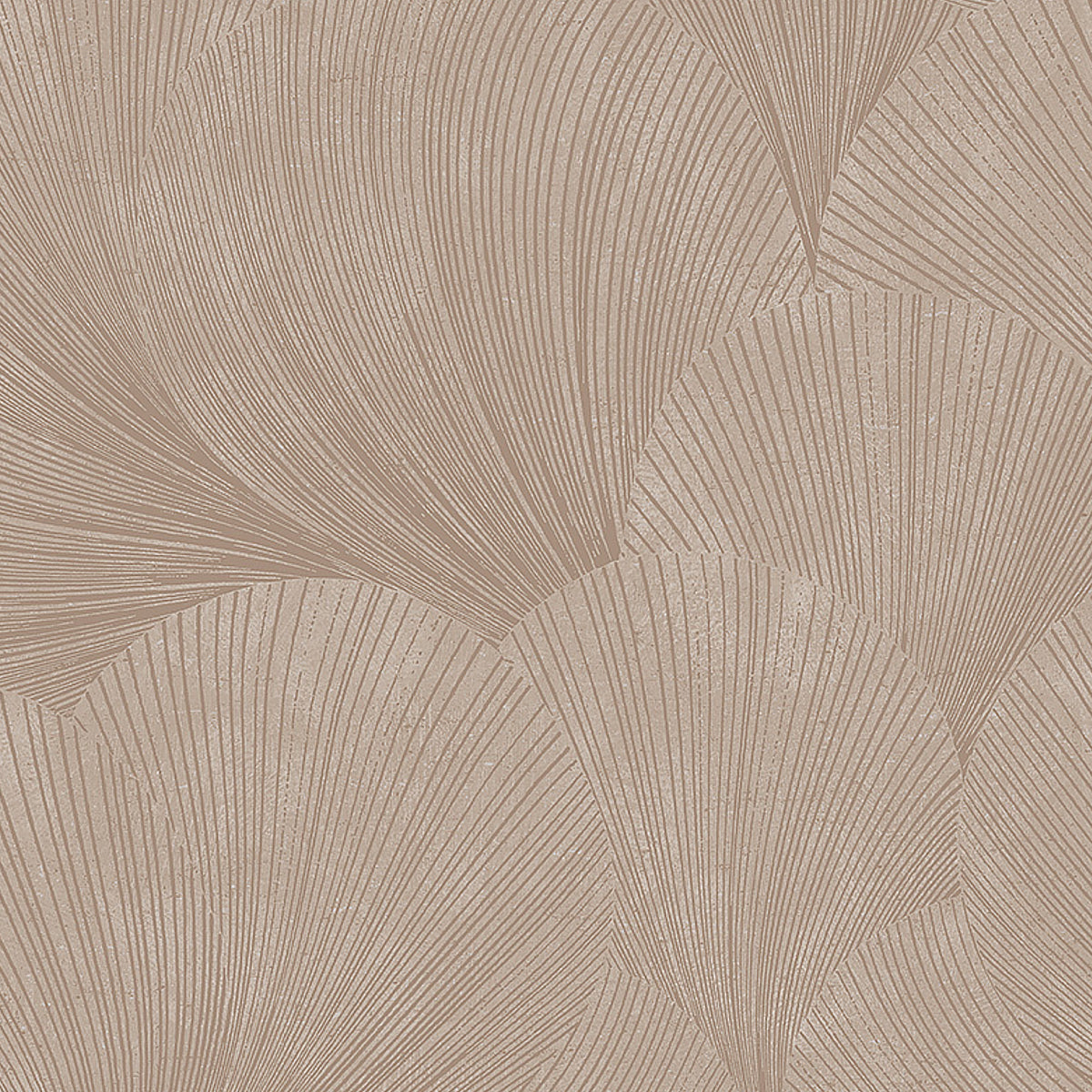 Mirage wallpaper in clay by Boråstapeter for Schumacher, featuring abstract fanlike lines in a modern minimal style.