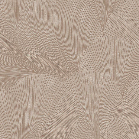Mirage wallpaper in clay by Boråstapeter for Schumacher, featuring abstract fanlike lines in a modern minimal style.