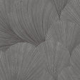 Mirage Charcoal by Boråstapeter abstract fanlike lines wallpaper in a modern dining room