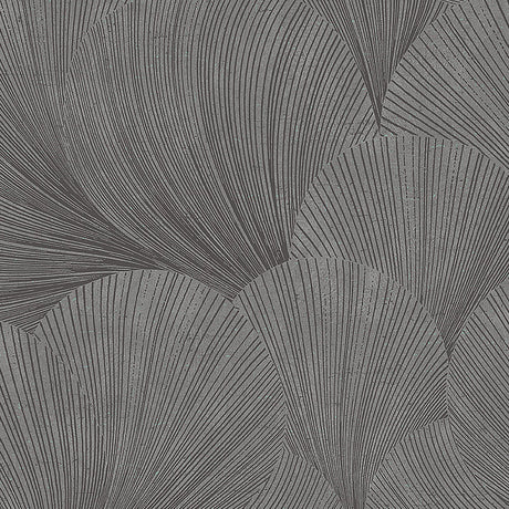 Mirage Charcoal by Boråstapeter abstract fanlike lines wallpaper in a modern dining room