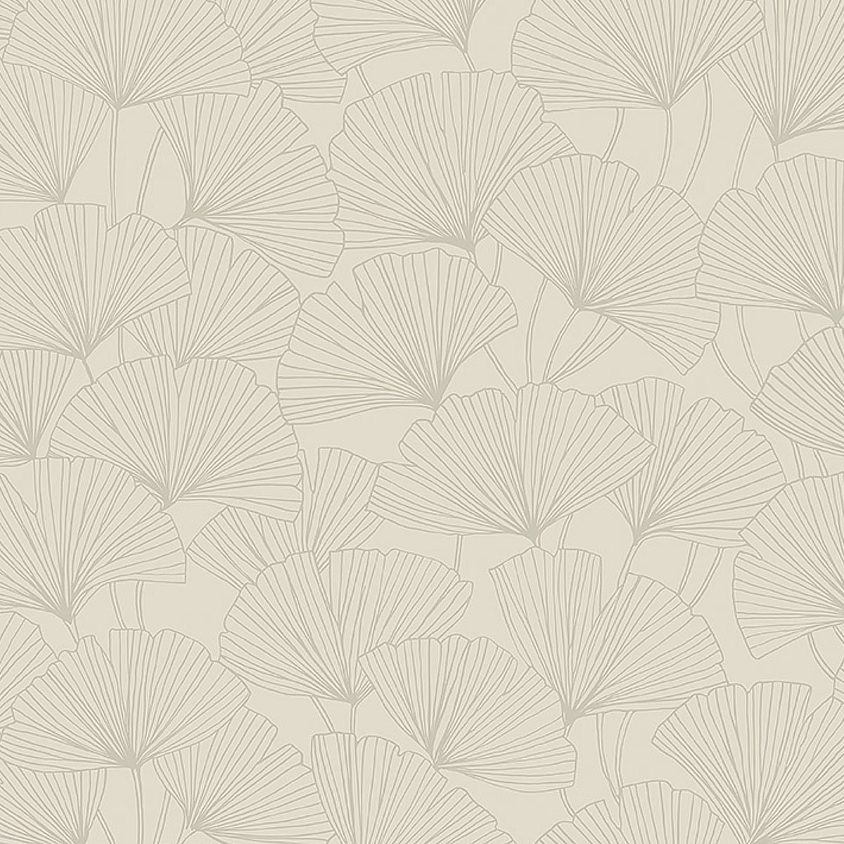 Ginkgo wallpaper in stone by Boråstapeter for Schumacher, featuring delicate ginkgo leaves in a subtle neutral palette.