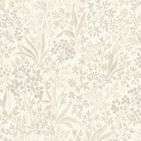Nocturne wallpaper in stone and gold by Boråstapeter for Schumacher, featuring a detailed botanical and berry pattern.