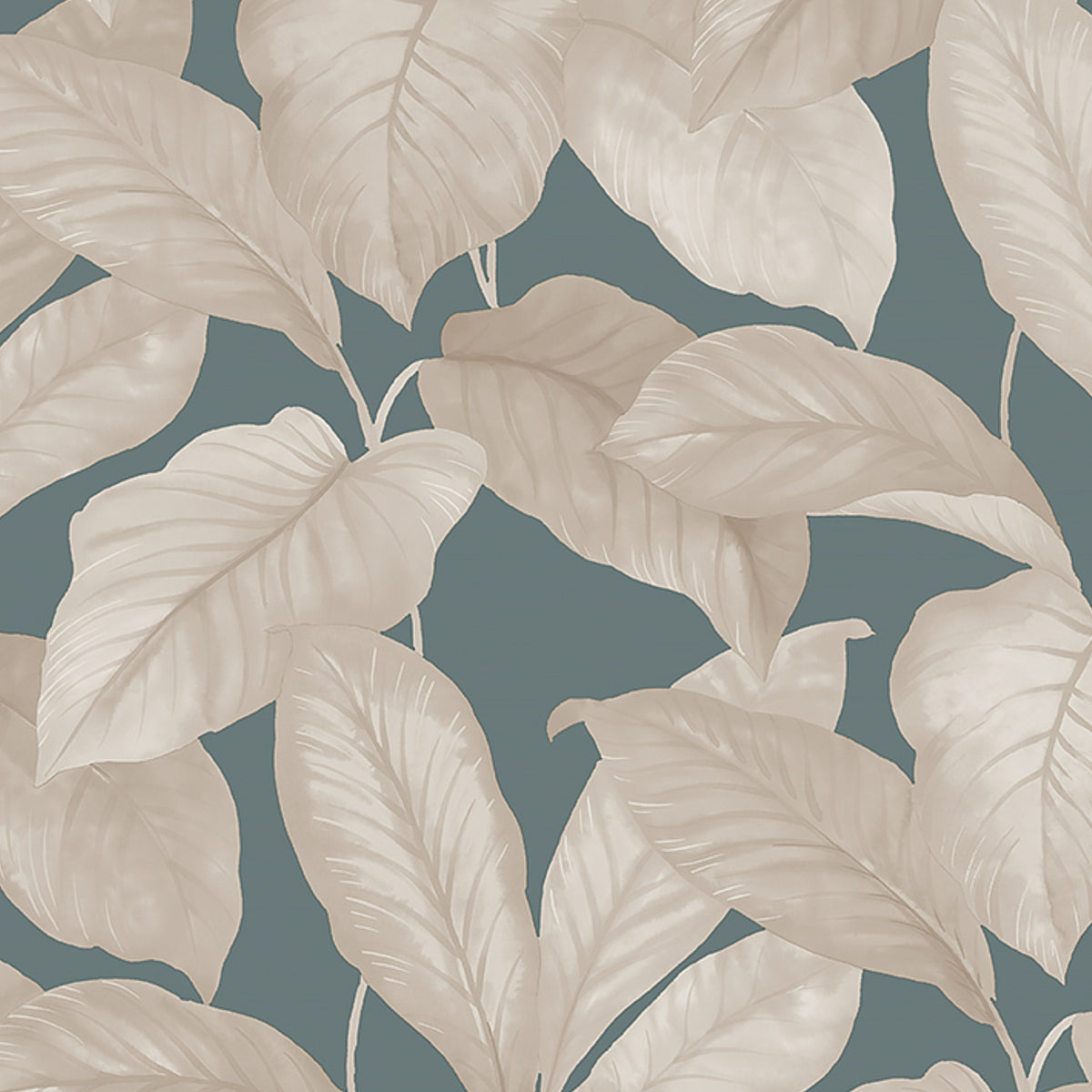 Boråstapeter Bo Mineral leaf print wallpaper in beige and blue by Schumacher