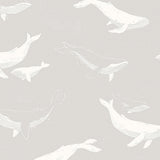 Grey wallpaper featuring white whales swimming, by Boråstapeter for Schumacher