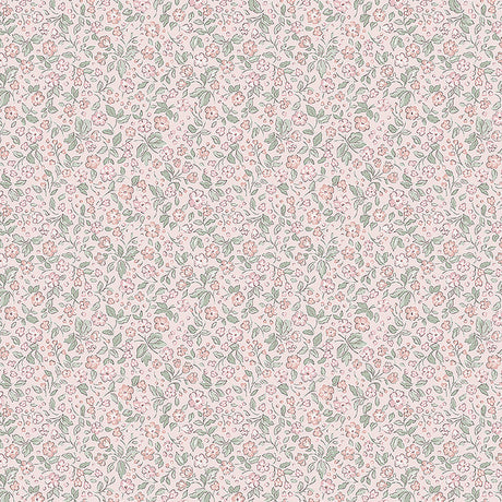 Jasmine Petal wallpaper by Boråstapeter for Schumacher, delicate pink floral pattern on non-woven material