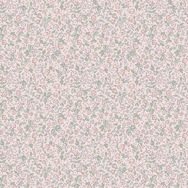 Jasmine Petal wallpaper by Boråstapeter for Schumacher, delicate pink floral pattern on non-woven material