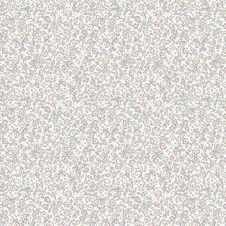 Jasmine Ivory floral wallpaper by Boråstapeter and Schumacher, delicate small flowers in soft pastel colors
