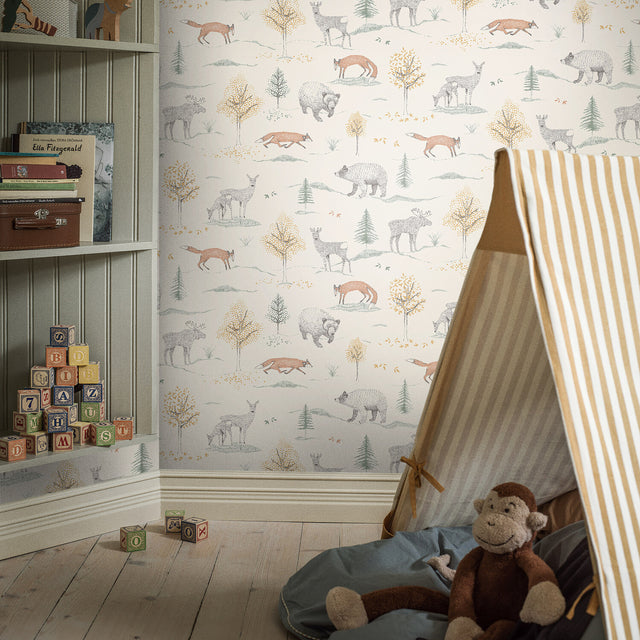 Up North Ivory by Boråstapeter Scandinavian Woodland Animal Wallpaper – Schumacher 7479