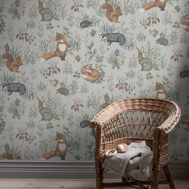 Forest Friends Mural Multi by Boråstapeter Whimsical Woodland Animal Wallpaper – Schumacher 7480