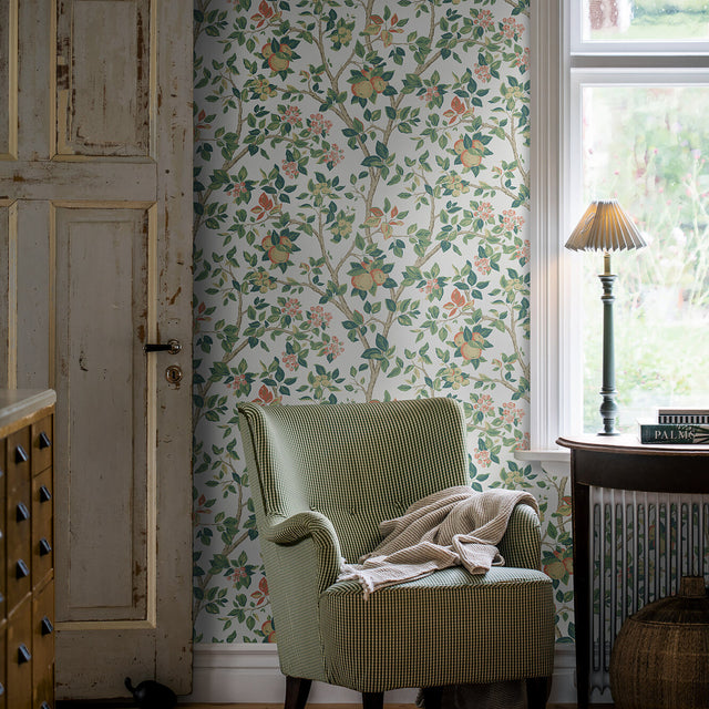 Ingrid Marie Ivory by Boråstapeter Painterly Apple Tree Wallpaper – Schumacher 7650