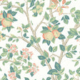 Ingrid Marie wallpaper in ivory by Boråstapeter for Schumacher, featuring painterly apple trees with fruit and blossoms.
